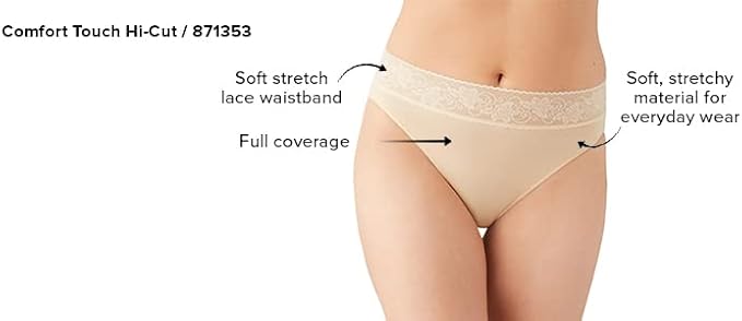 Wacoal's Comfort Touch Hi Cut Brief Panty, Style# 871353-3 for $48