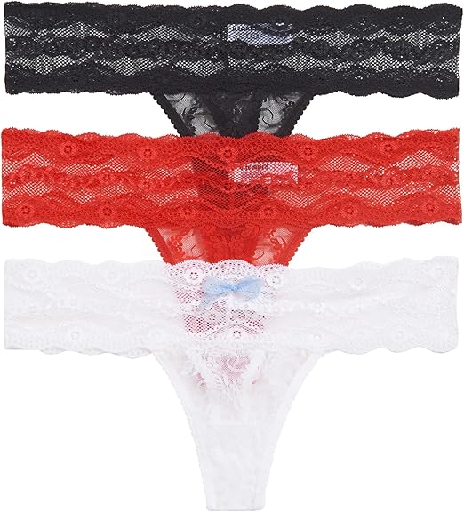 b.tempt'd Lace Kiss Thong Panty Pack, Style# 970582, Pkg of 3
