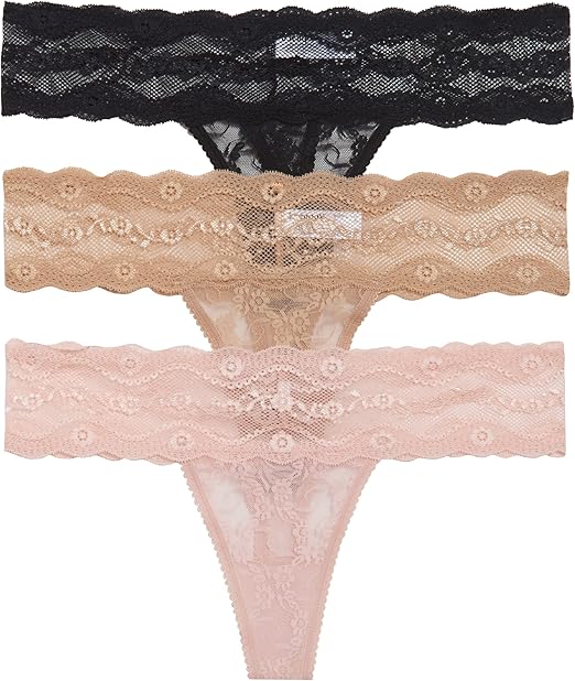b.tempt'd Lace Kiss Thong Panty Pack, Style# 970582, Pkg of 3