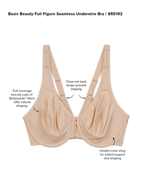 Wacoal Basic Beauty Full Figure, Seamless Bra, Style # 855192