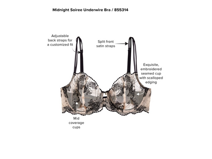Midnight Soiree Underwire Bra, Up to G Cup, Style 855314
