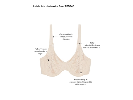 Wacoal's Inside Job Underwire Bra, Style# 855345, Up to H Cup